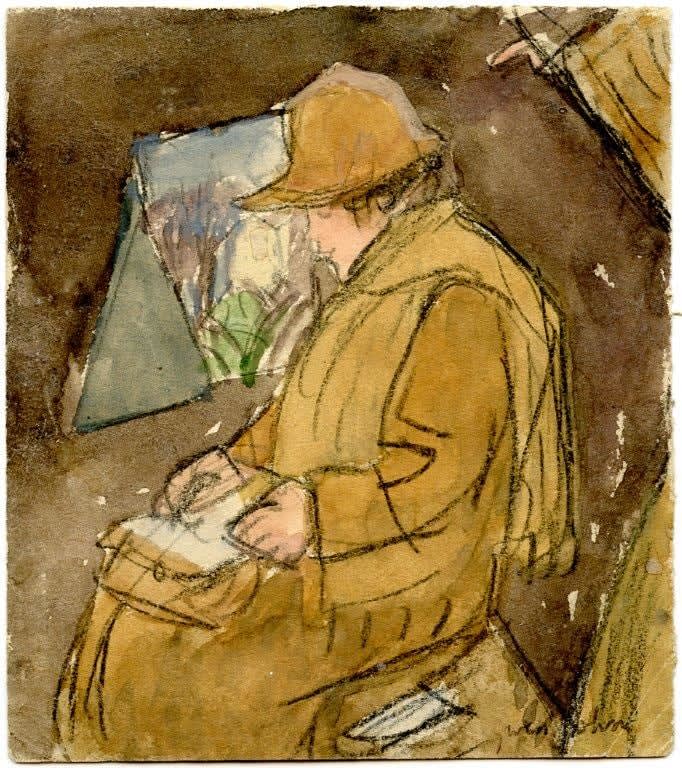 GWEN JOHN, Woman in a Railway Carriage