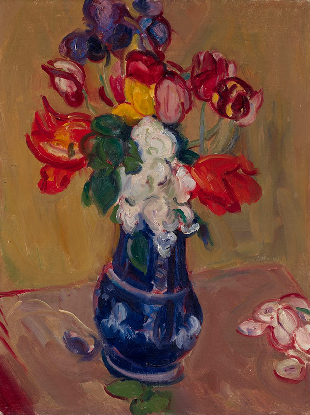 SIR MATTHEW SMITH, Tulips in a blue vase, 1926
