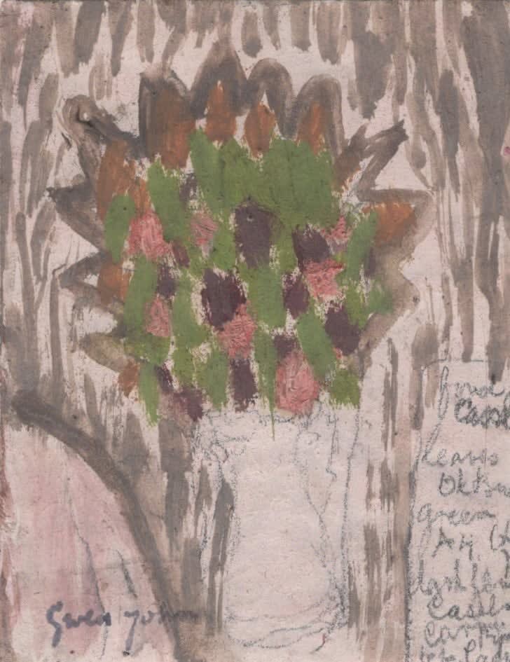 GWEN JOHN, Pink Flowers and Green Leaves in Jug