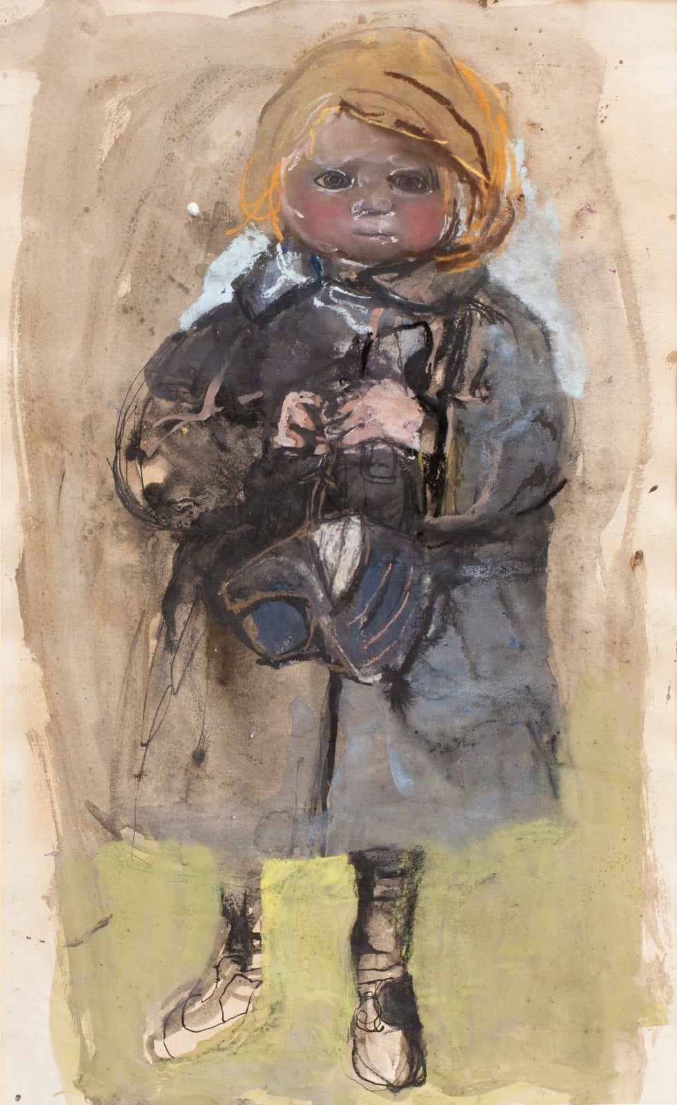 JOAN KATHLEEN HARDING EARDLEY, Girl in a Mackintosh, holding a Sou'wester