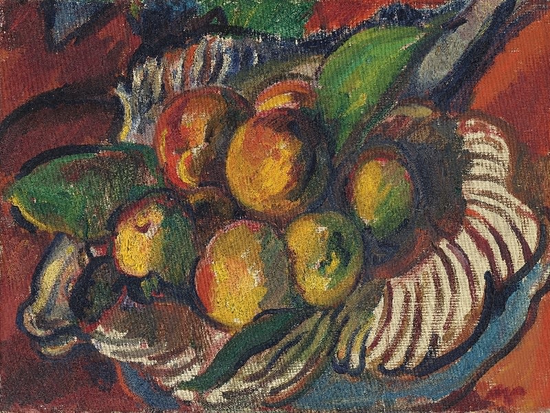 SIR MATTHEW SMITH, Apples and Pears in a Striped Bowl, 1951