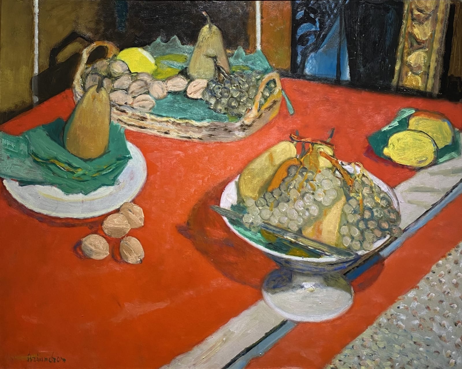MAURICE BRIANCHON, Still Life On Red Tablecloth