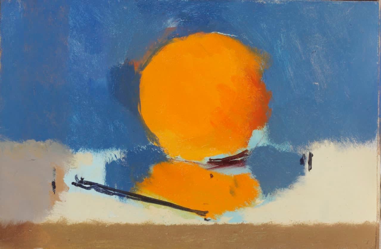 ROBERT DUKES, Orange on a shaving mirror, 2007