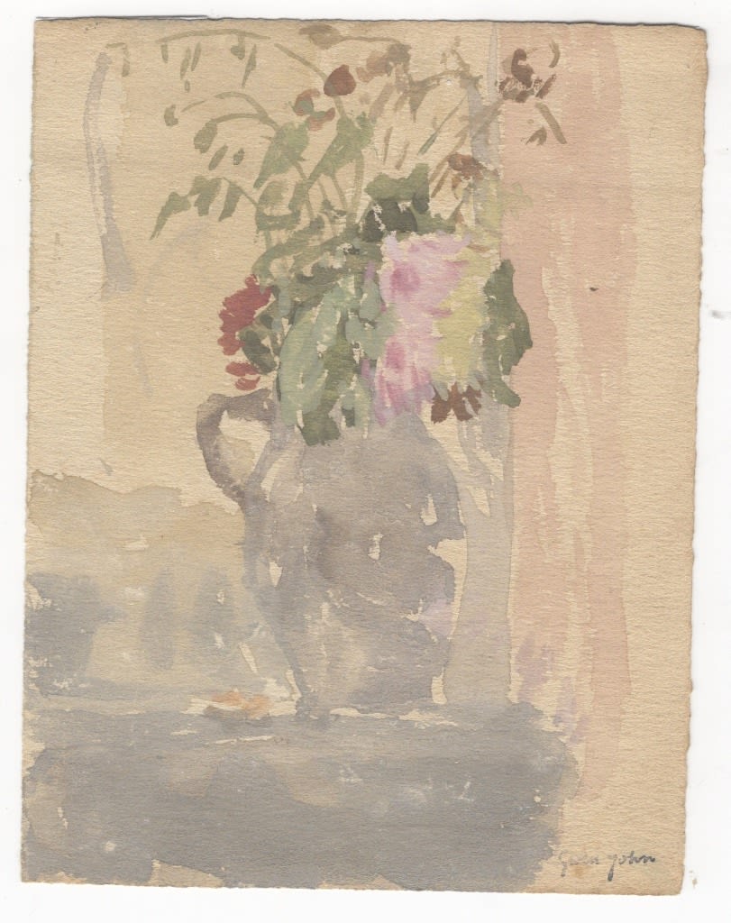 GWEN JOHN, Faded dahlias in a grey jug