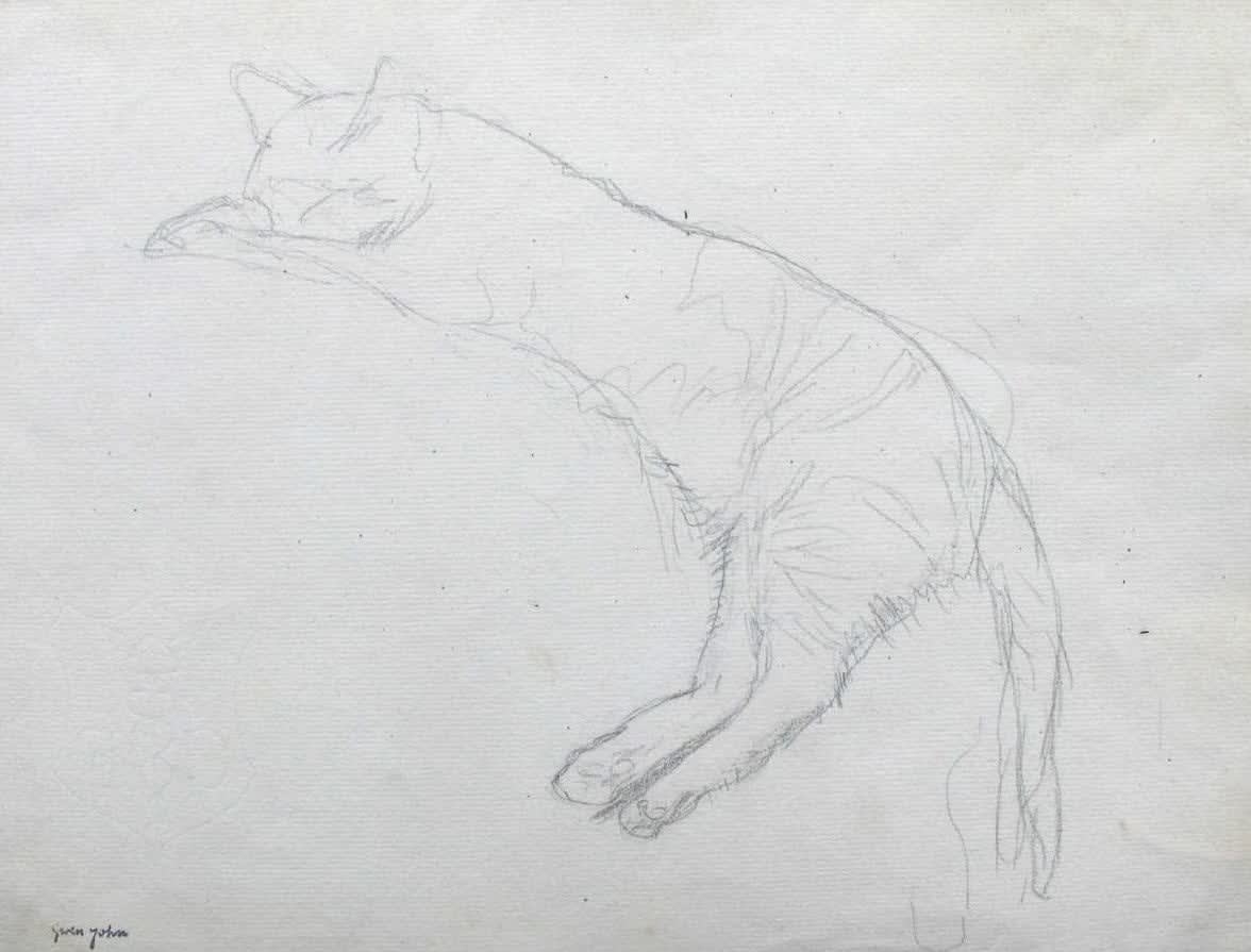 GWEN JOHN, Sleeping Cat, stretched out, circa 1905-1908