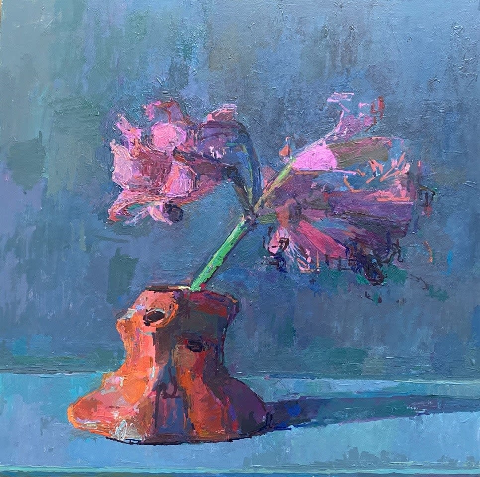 KATE HOPKINS, Tree Trunk Vase with Lily