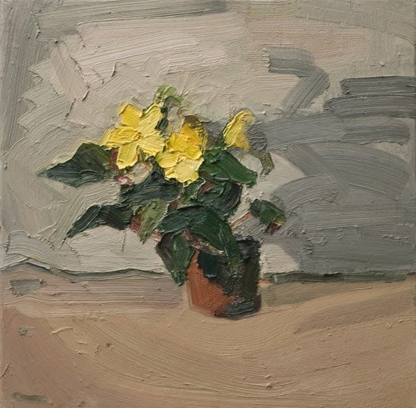DUNCAN WOOD, Yellow Flowers with Interior Landscape