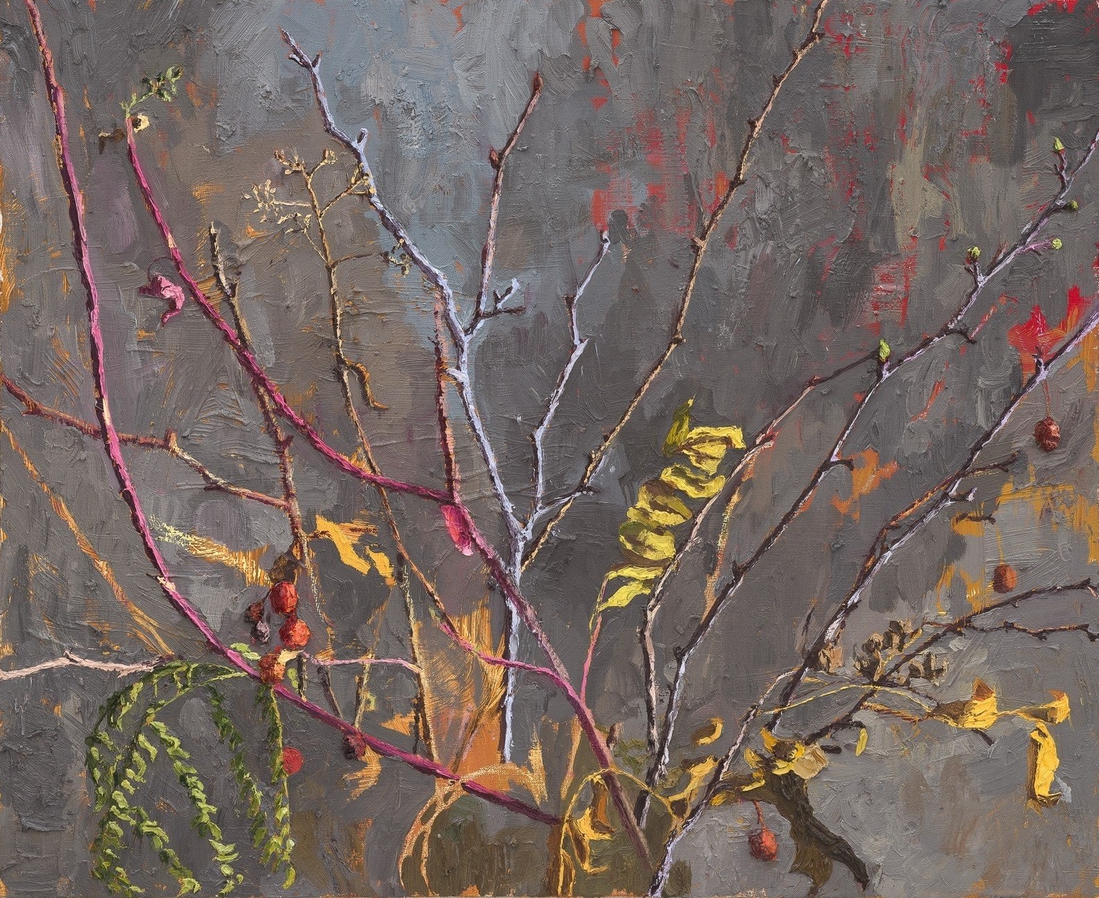 AVITAL BURG, Bergen St Early Winter Branches and Leaves, 2025