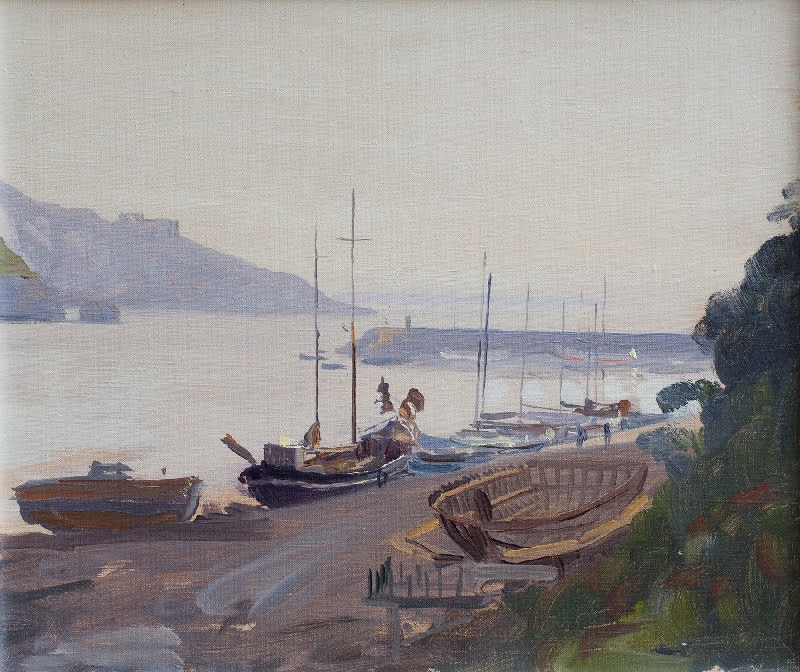 JULIAN BARROW, Boats in a Harbour