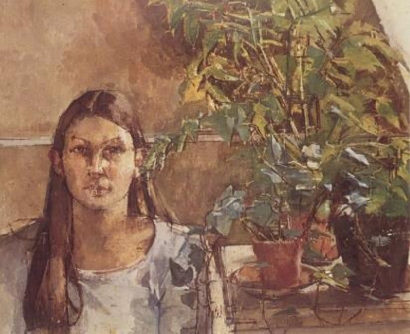 WILLIAM COLDSTREAM CBE, Girl With Plants [Anna Bennett, I], 1975-6
