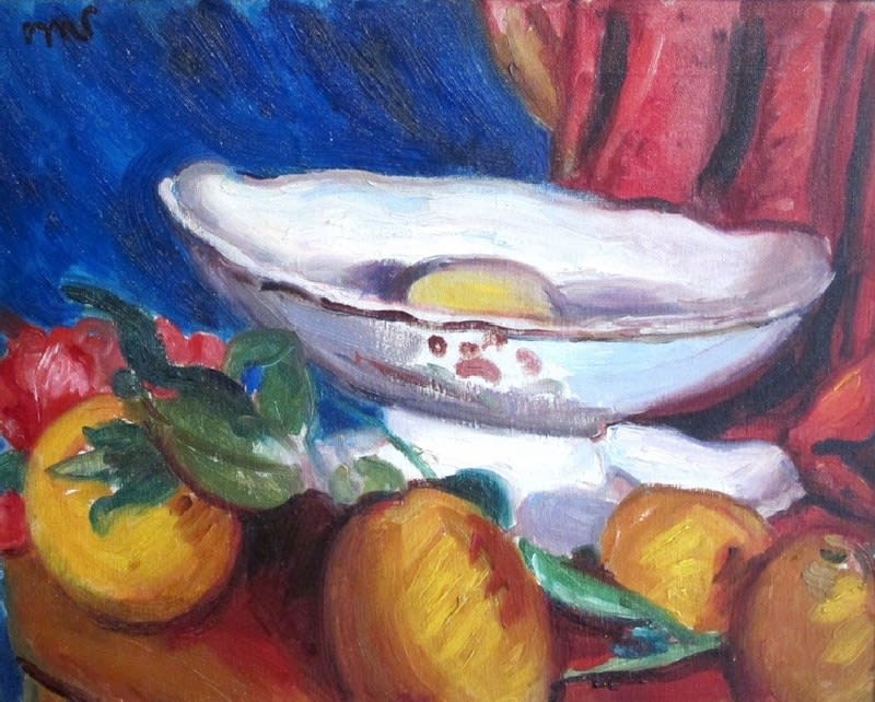 SIR MATTHEW SMITH, Still Life with White Dish and Fruit
