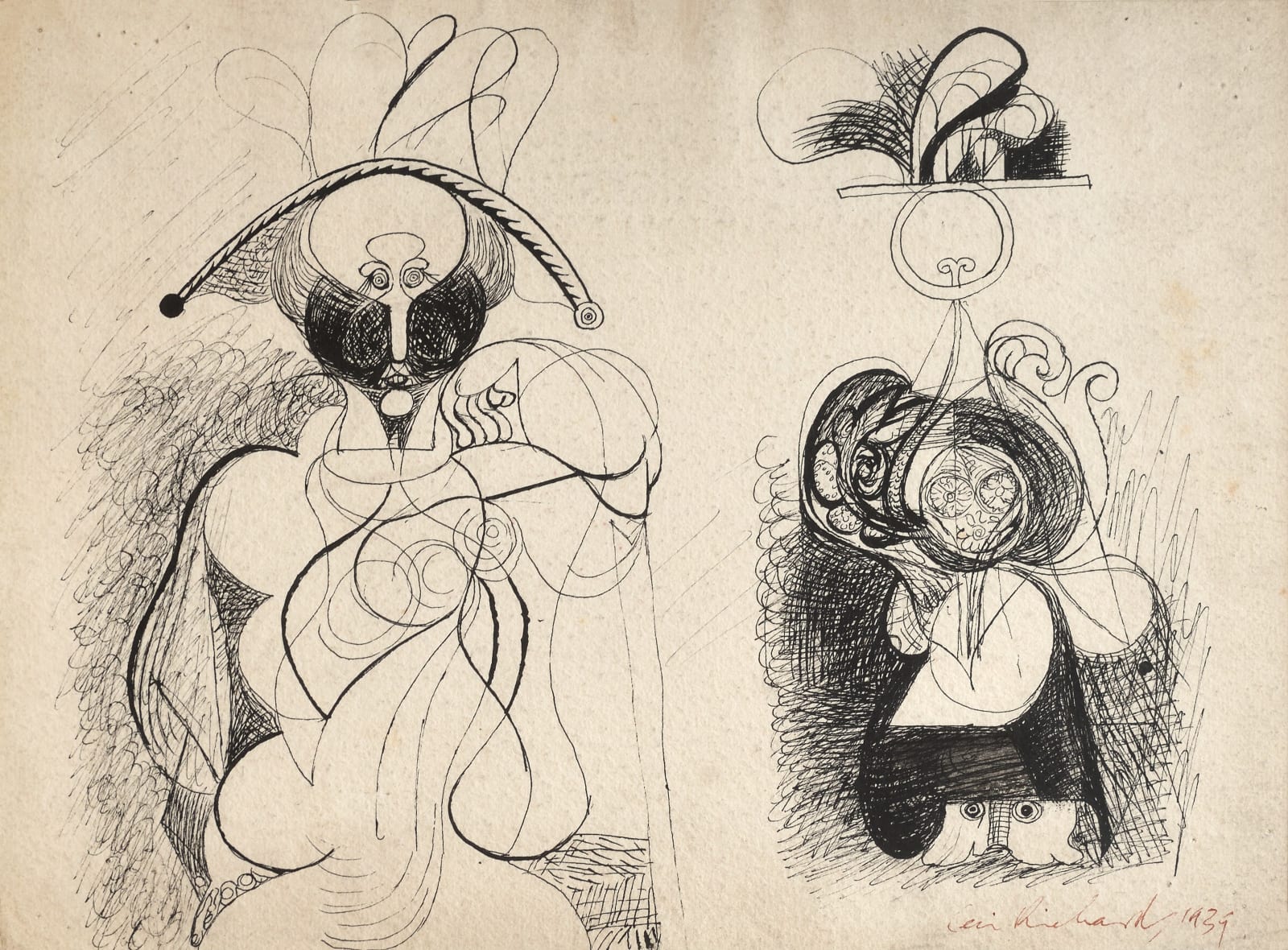 CERI RICHARDS, Seated Surrealist Figures, 1939