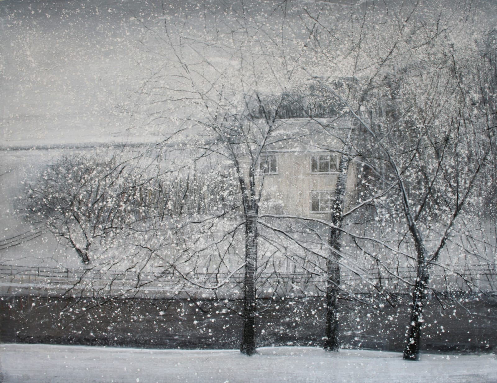 THOMAS LAMB, House Beside River in Winter