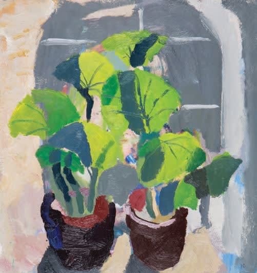 JULIAN BAILEY, Geraniums in an arched window