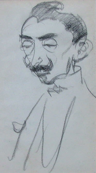 JOHN DUNCAN FERGUSSON, Man with a moustache, Paris café, 1908