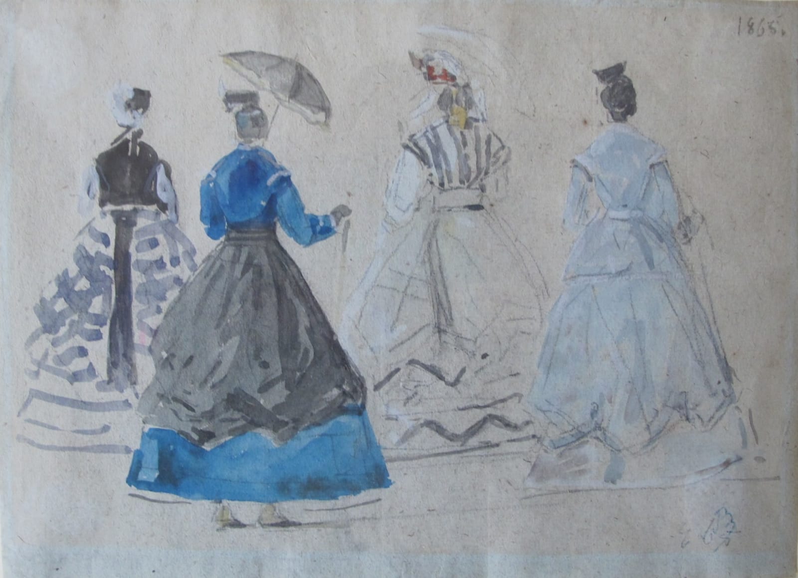 EUGÈNE LOUIS BOUDIN, Quatre femmes a la plage (accent grave over a), 1865