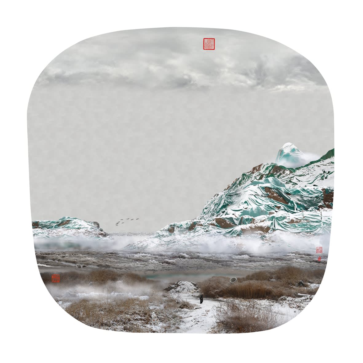 Yao Lu, Birds and Snow in the Cold Dusk (暮雪寒禽图), 2008