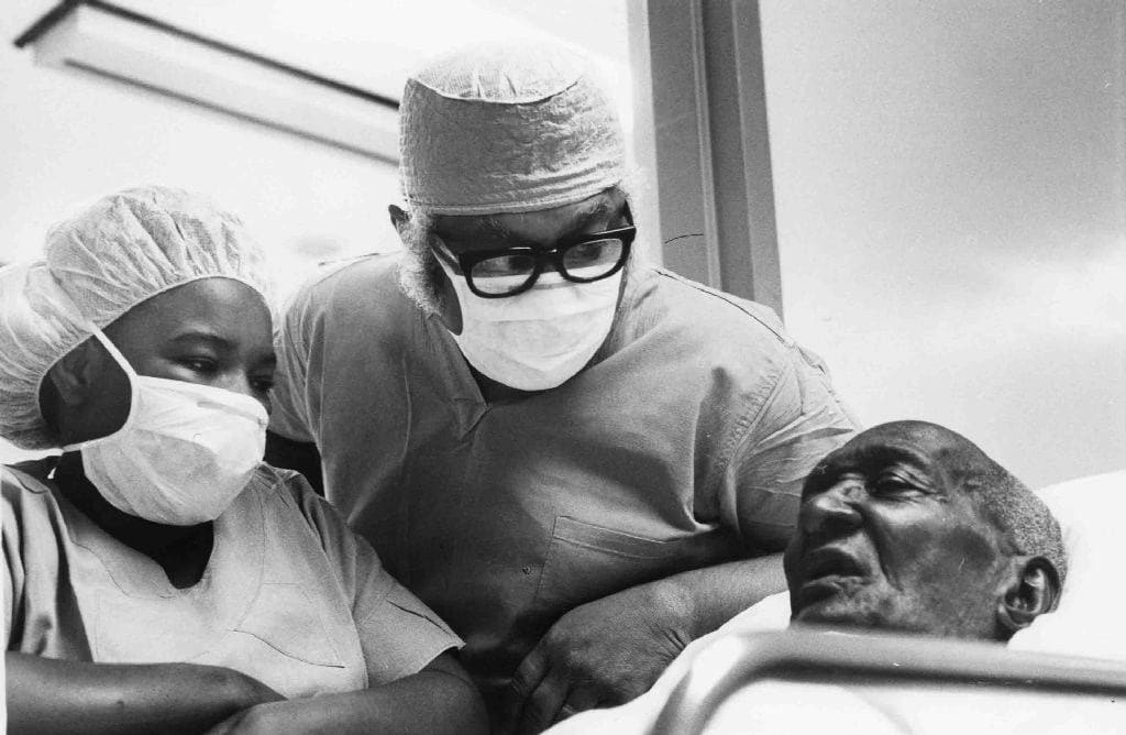 Chester Higgins, Dr. Calhoun and patient, Tuskegee University, Alabama, 1973