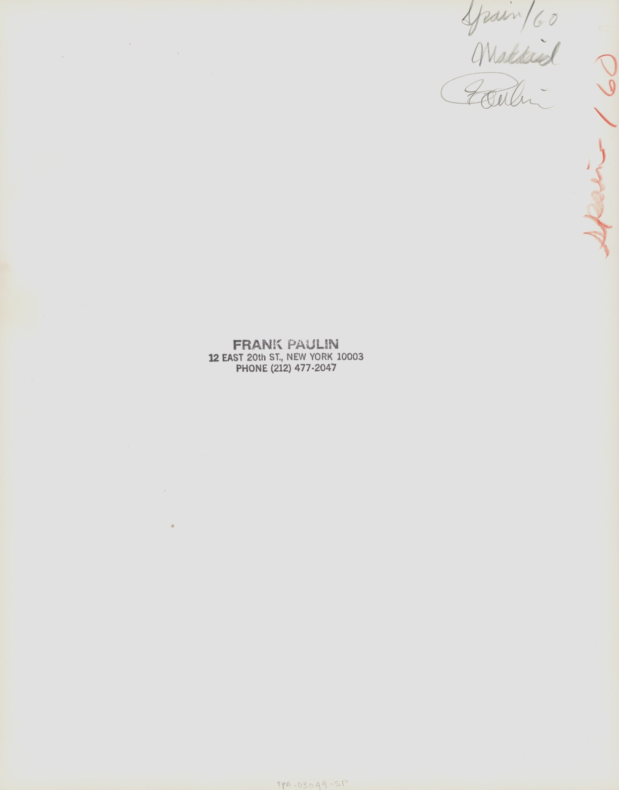 Frank Paulin, Spain, 1960