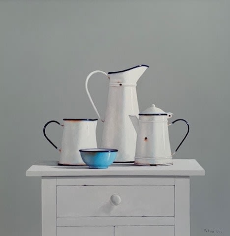 Peter Dee, Vintage Enamelware with Blue Bowl