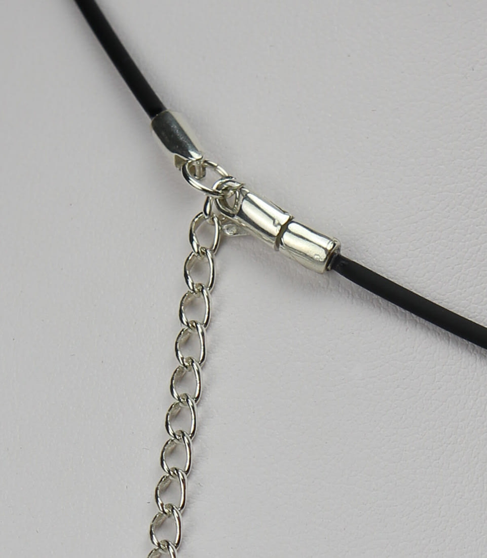 White, Blue, and Black Rectangular Pendant Necklace