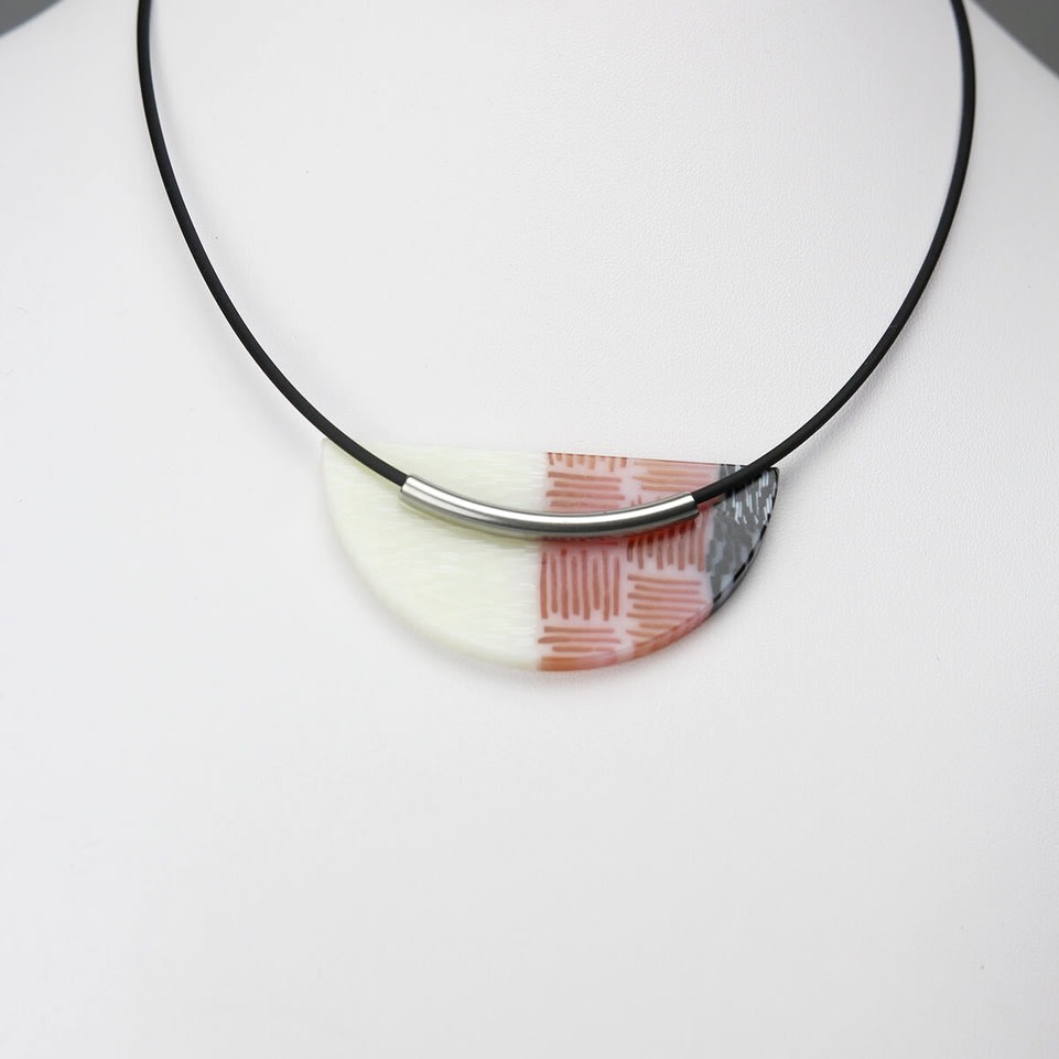 Red, White, and Black Wedge Pendant