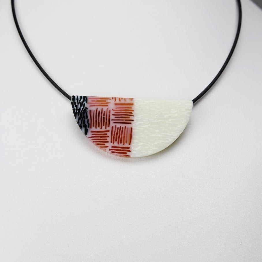 Red, White, and Black Wedge Pendant