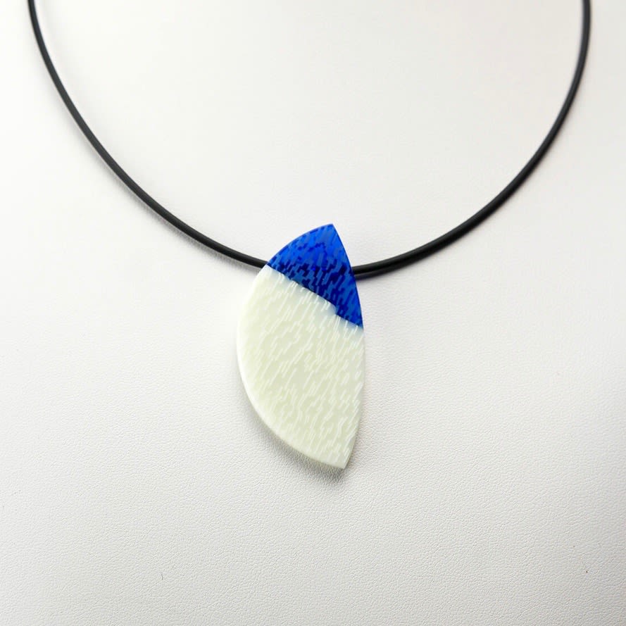 Blue and White Slice Pendant Necklace
