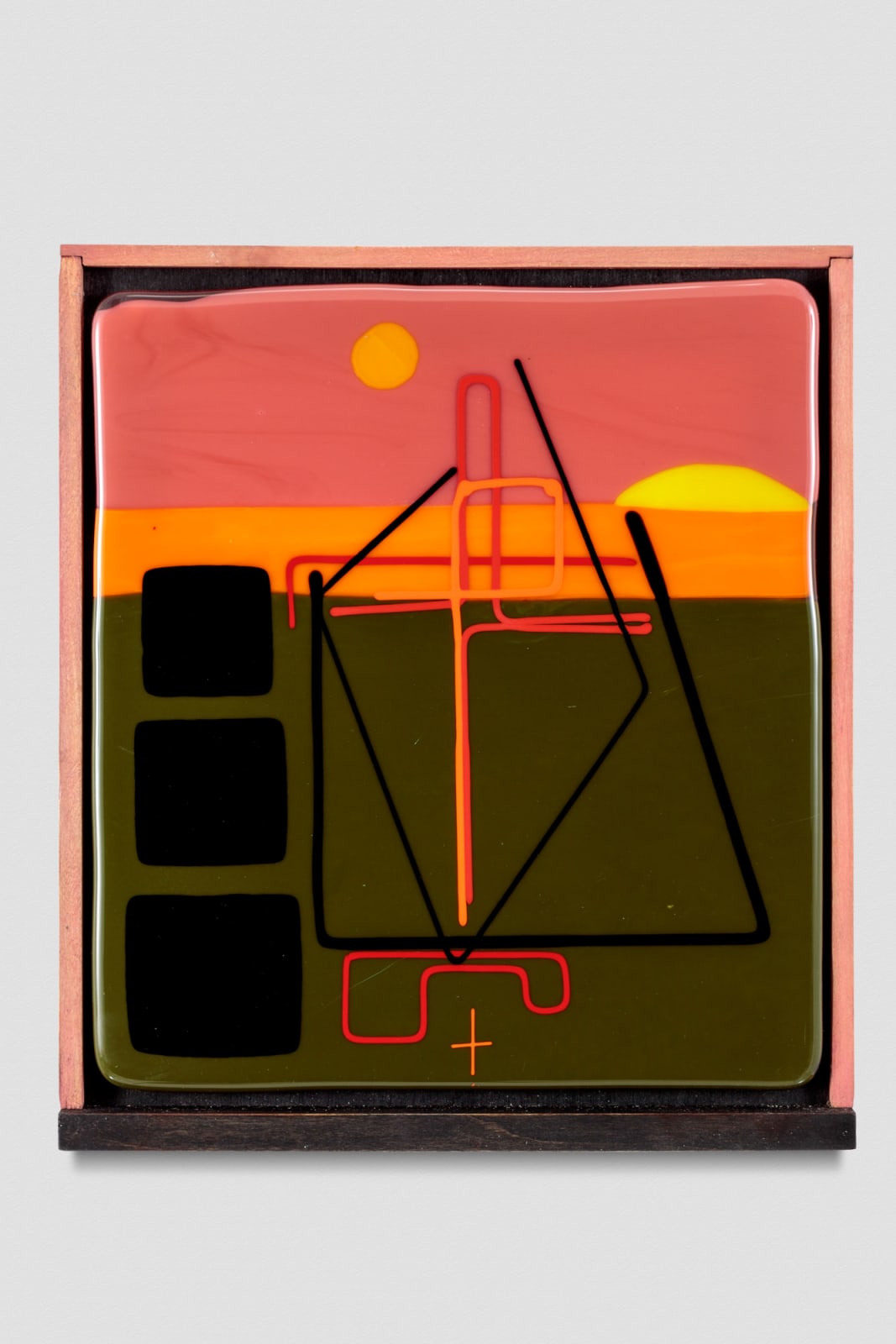 David Hendren, Schematic Stage Painting with Amp Stack, 2021