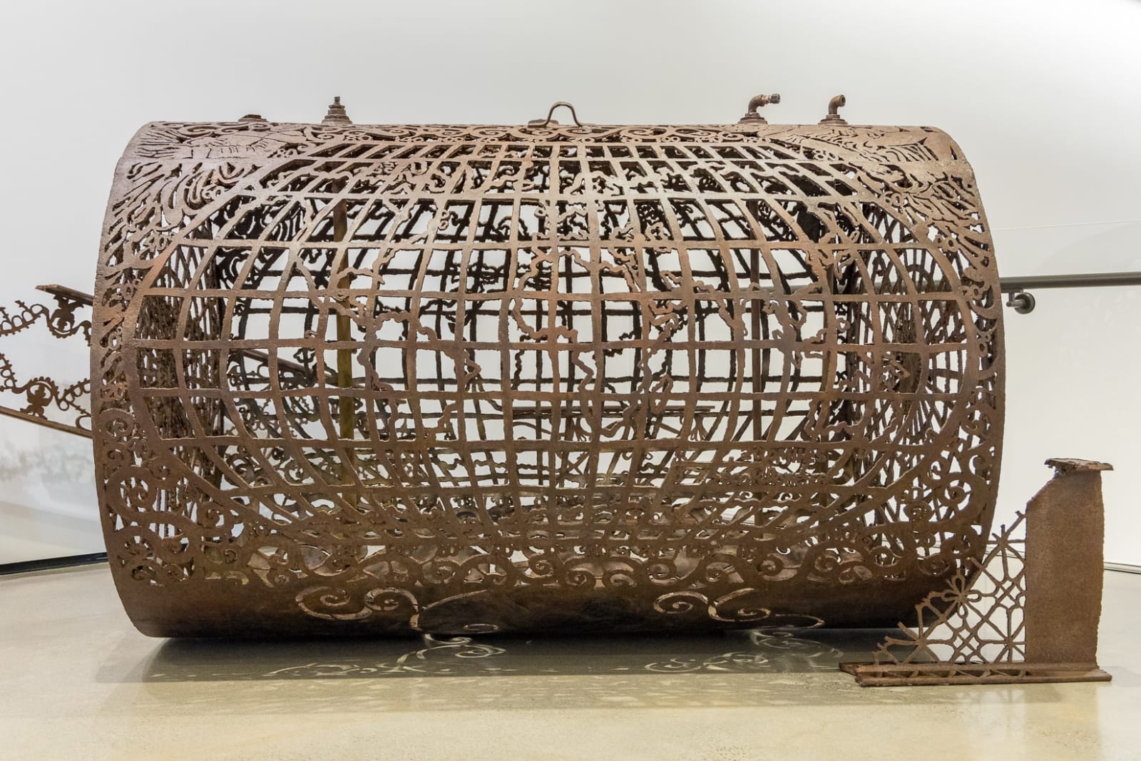 Oil Tank Map of the World, 2008 Metal oil tank cut using an oxy-acetylene torch