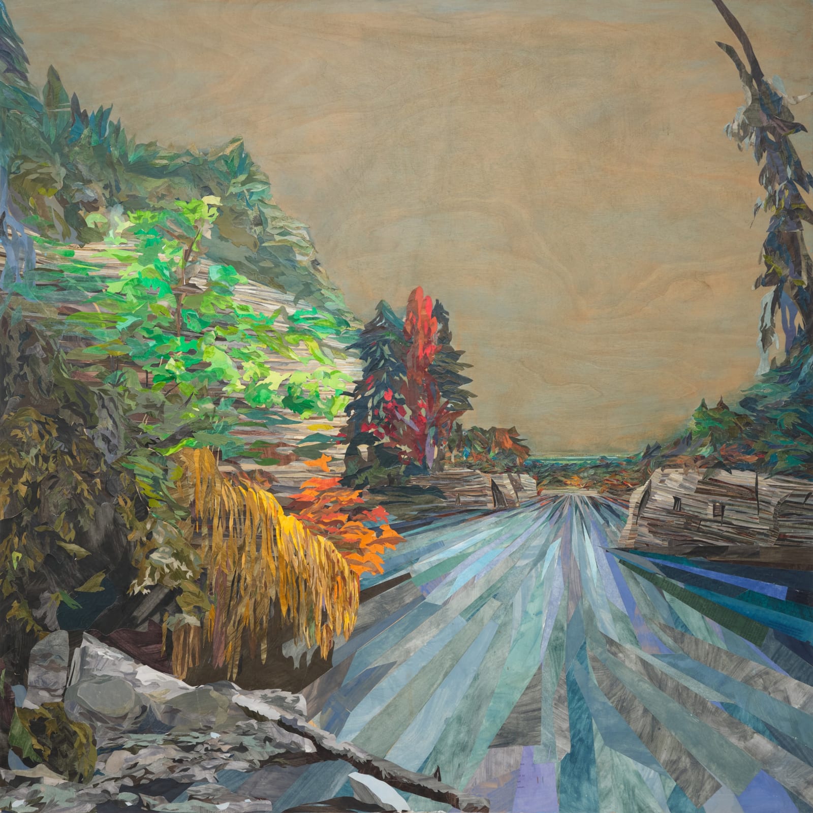 After the Rain, 2014 Oil and paper on wood panel