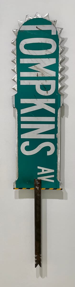 Tompkins Broad Axe, 2021 Repurposed DOT street signs, Bad Brains t-shirts, steel