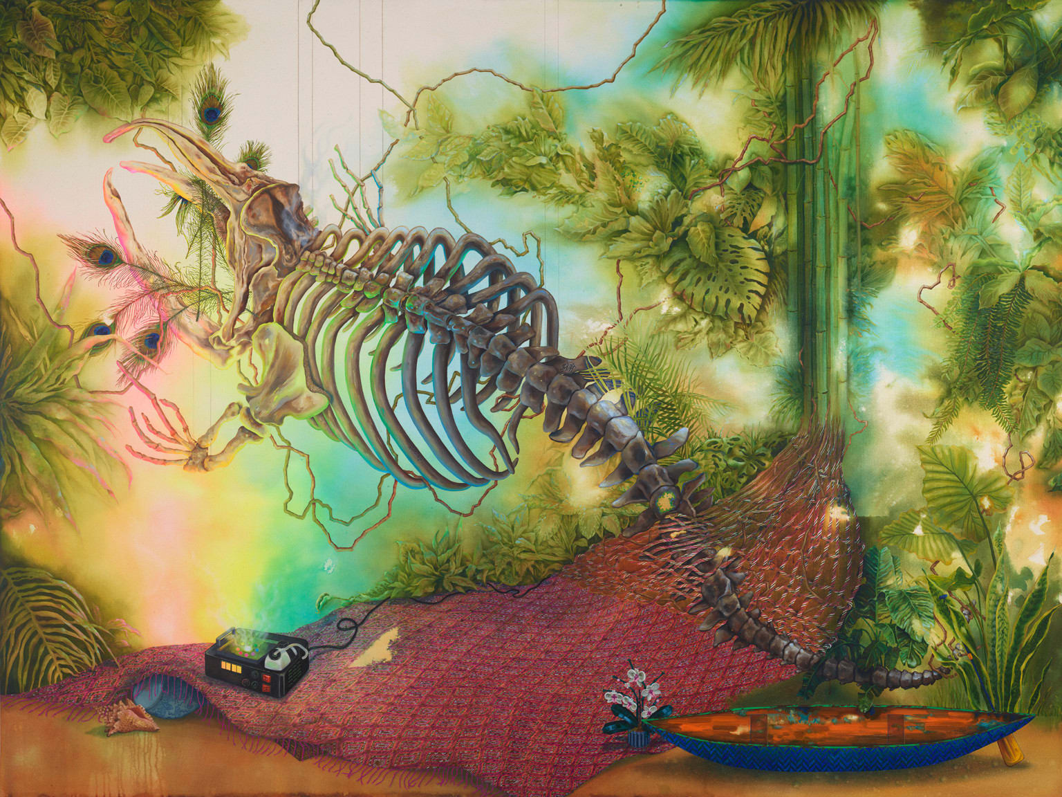 Life folded Death; Death trellised Life, 2024 Signed on verso Oil and acrylic on canvas