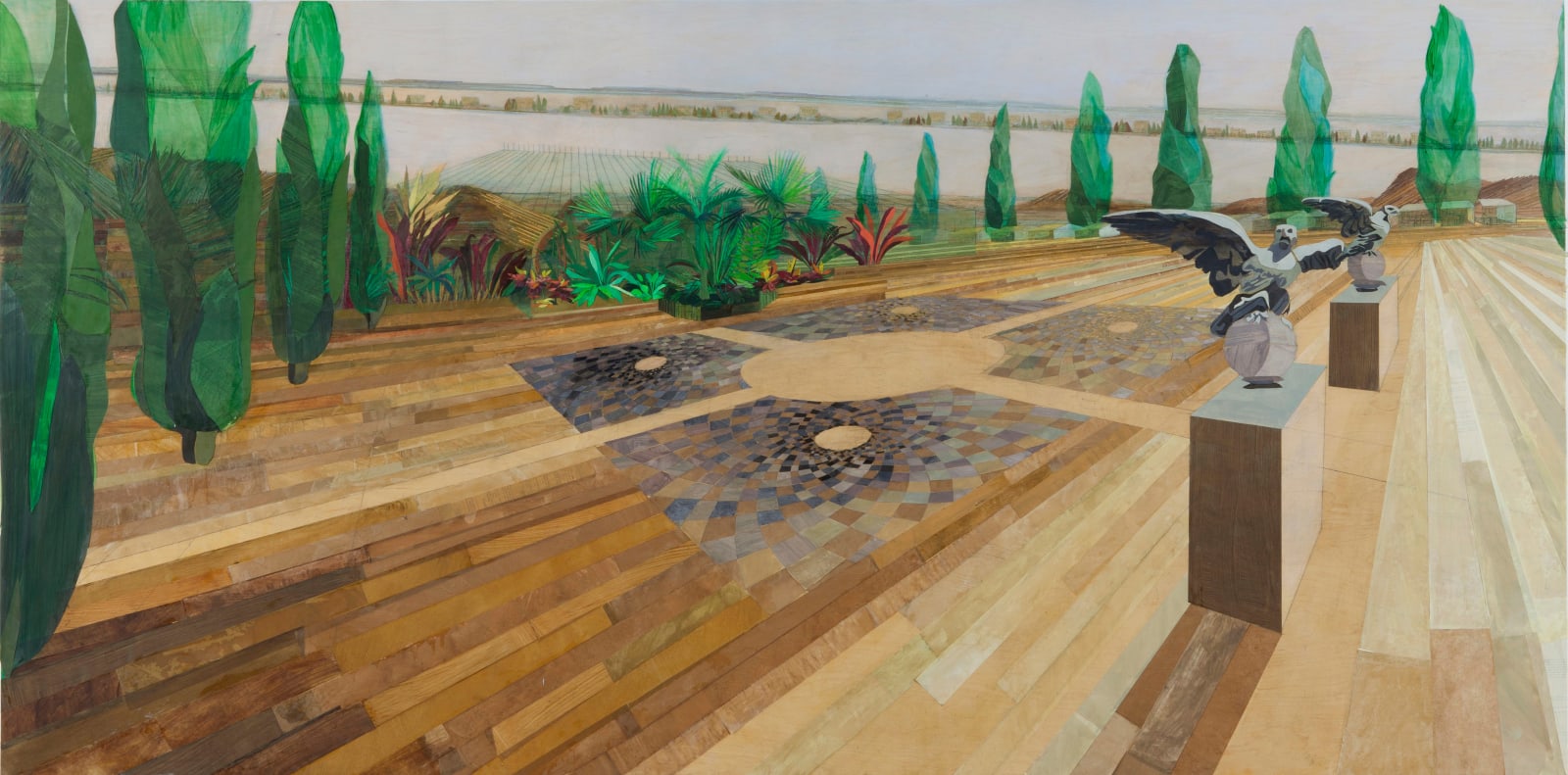 Asharoken, 2011 Artwork is signed on the back Oil and paper on wood panel