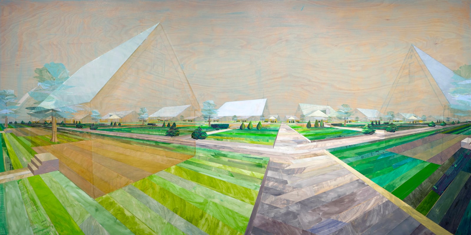 Levittown PA, 2012 Oil and paper on wood panel