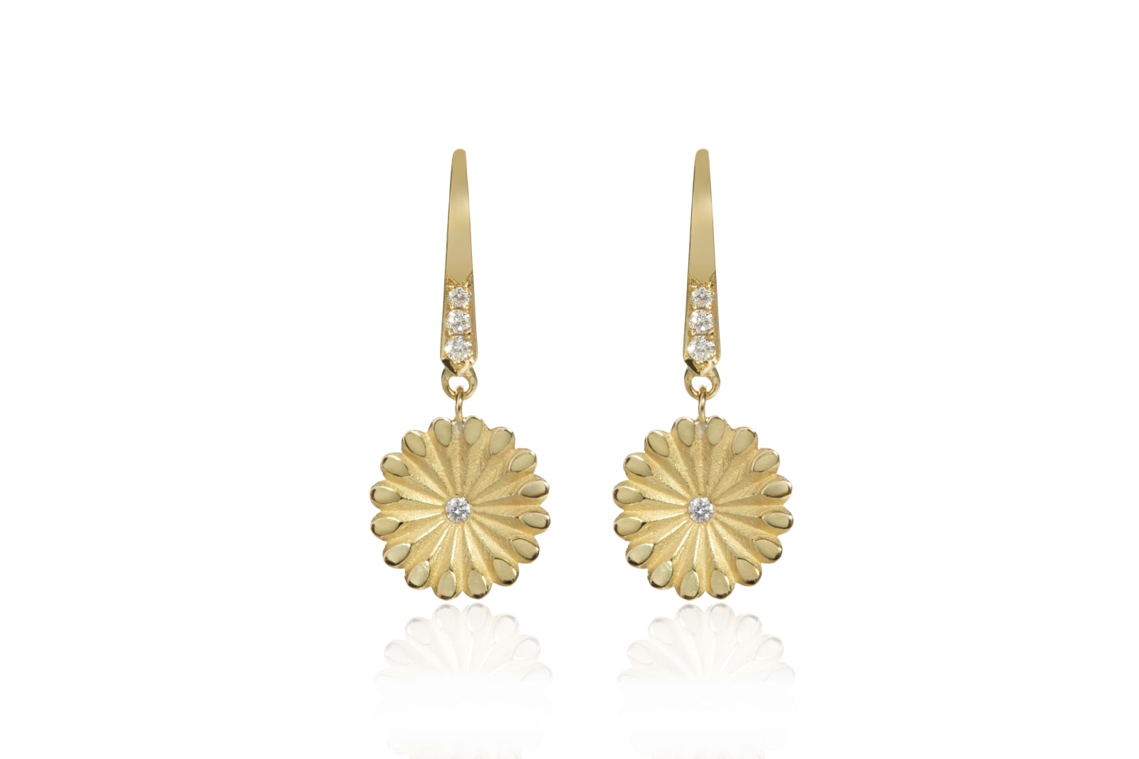 Flora Bhattachary, Lotus Diamond & 18ct Gold Drop Earrings, 2025