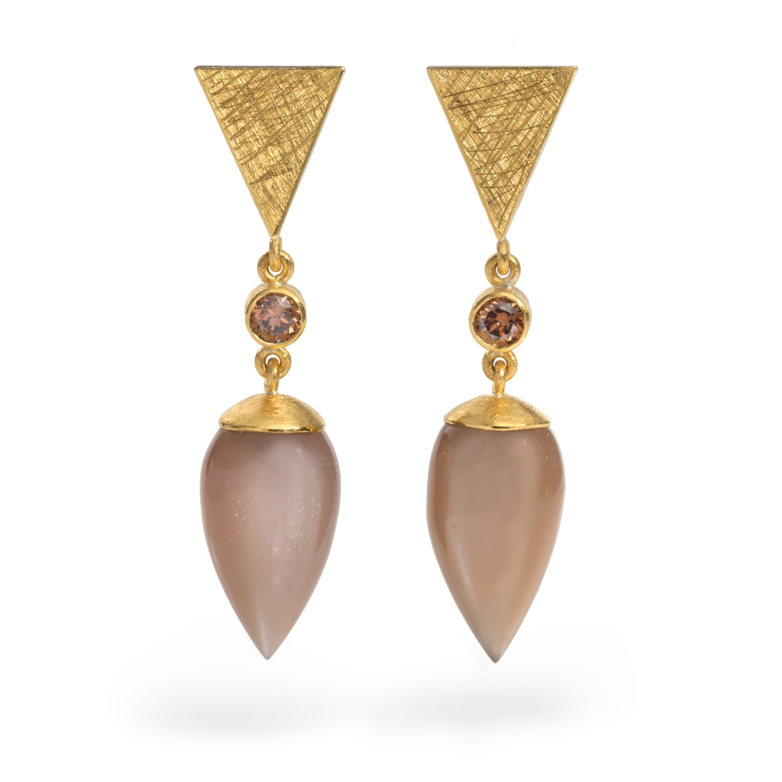 Josef Koppmann, Moonstone & Diamond Drop Earrings, 2024
