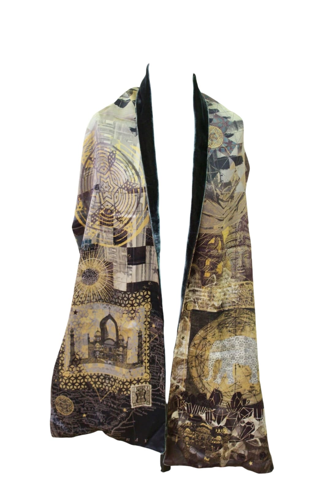 Neil Bottle, Golden Triangle: Silk & Velvet Scarf (Silver & Gold), 2024