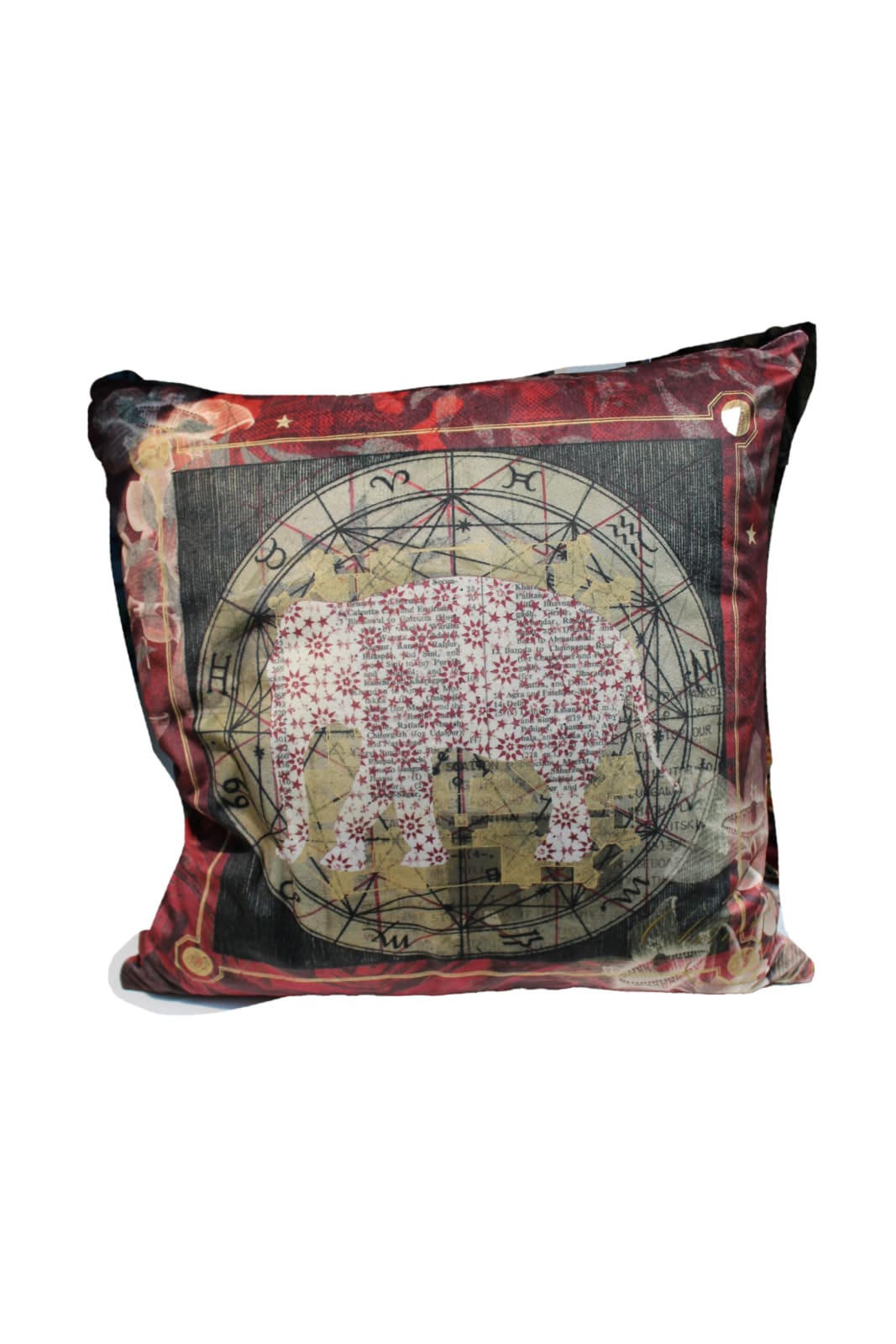 Neil Bottle, Golden Triangle Square Cushion (Ruby Red), 2024