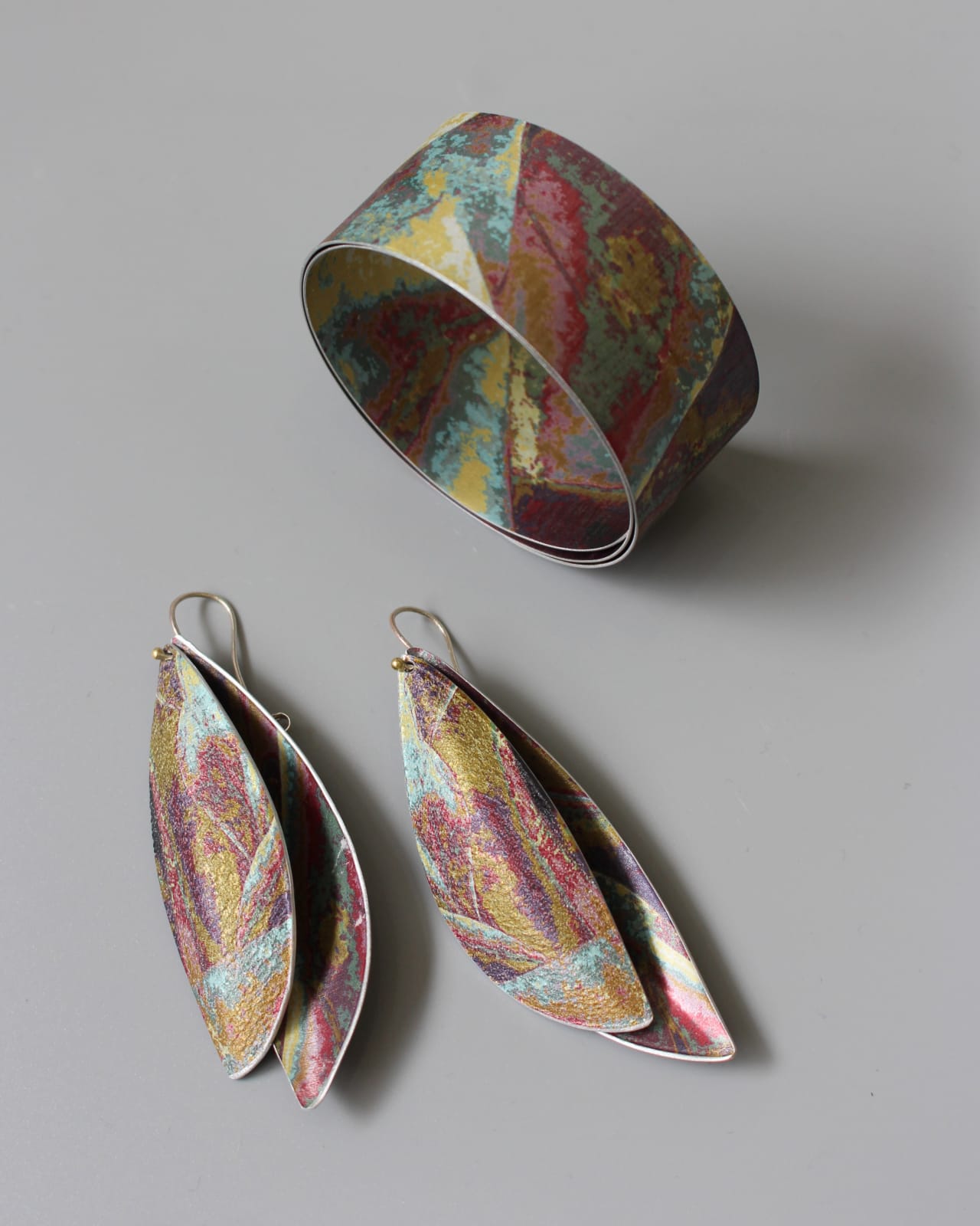 Jane Adam, Ochre Large Double Leaf Earrings, 2024