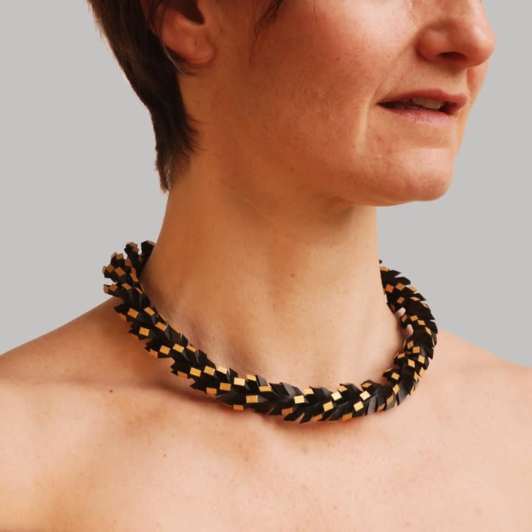 Tania Clarke Hall, Twisted Up Necklace - Black & Gold, 2022