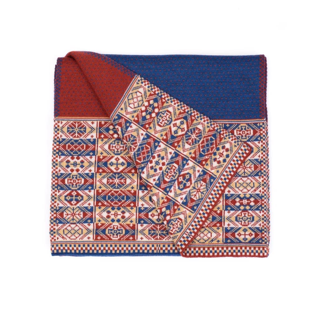 BAKKA, Design 4 - Heritage Scarf with blue and rust centre, 2024