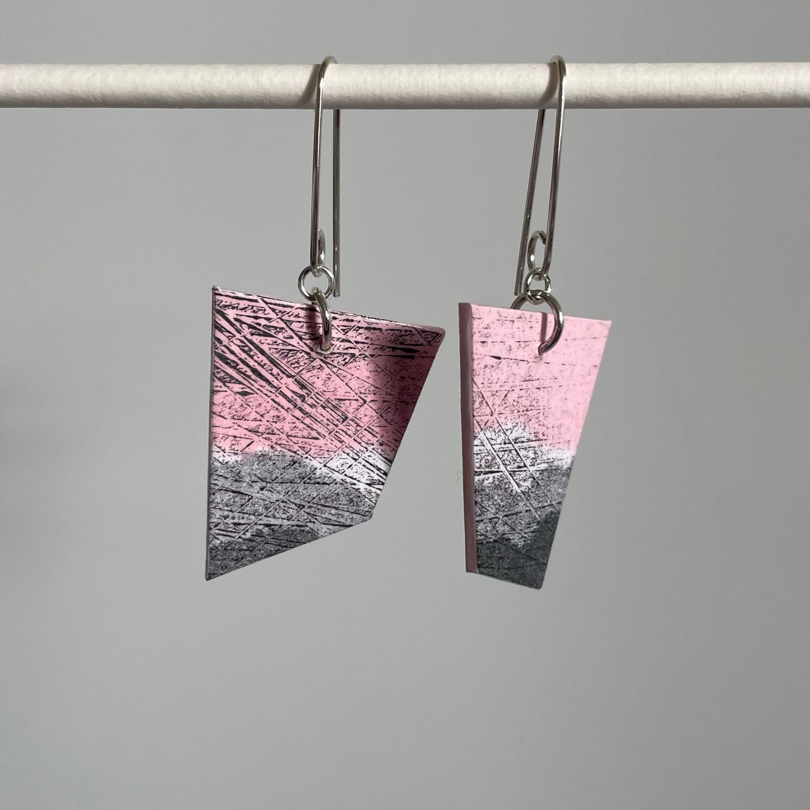 Gill Forsbrook, Grey, Pink Paper & Silver Earrings , 2023