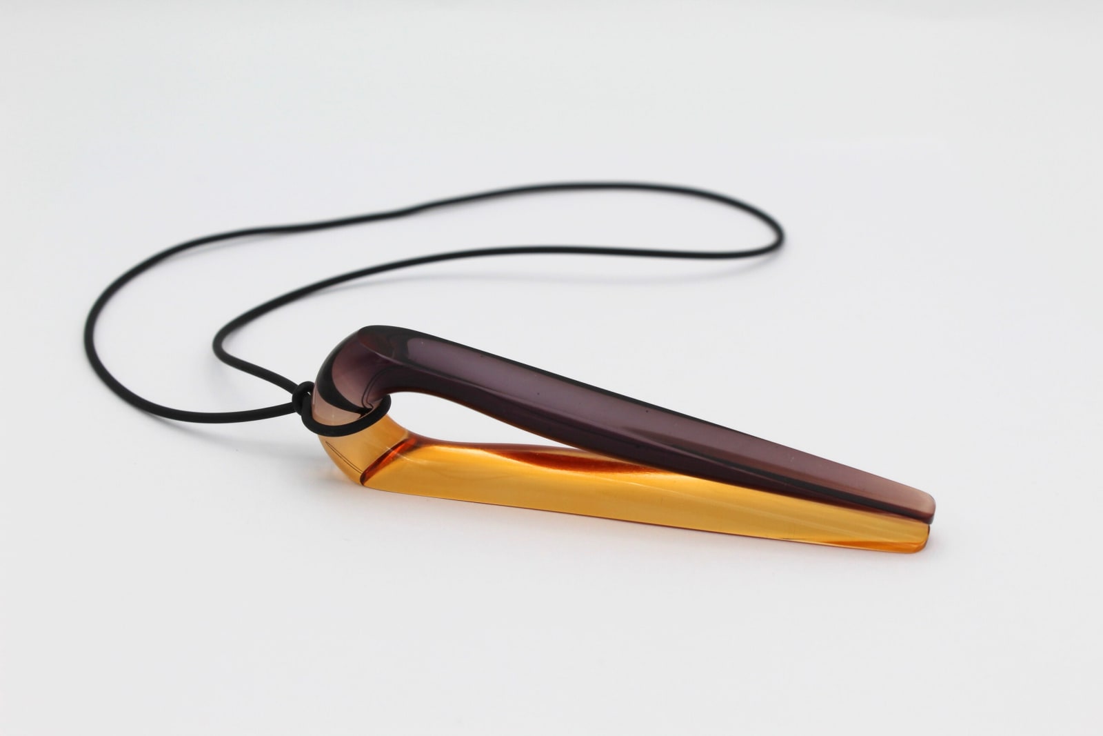 Marlene McKibbin, Faceted Peg Pendant - Dark Slate & Orange, 2024