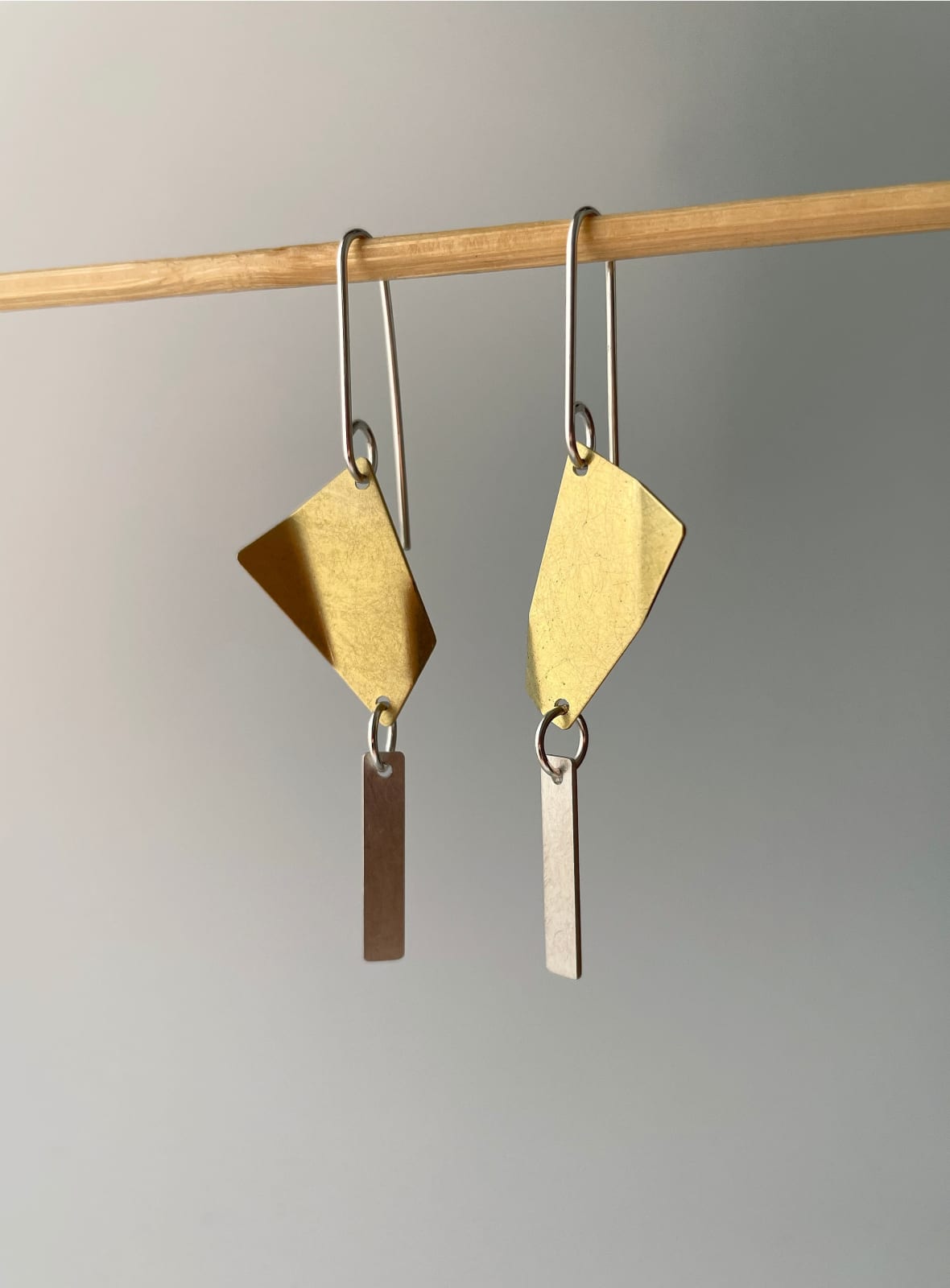 Gill Forsbrook, Silver Strip & Brass Earrings, 2024