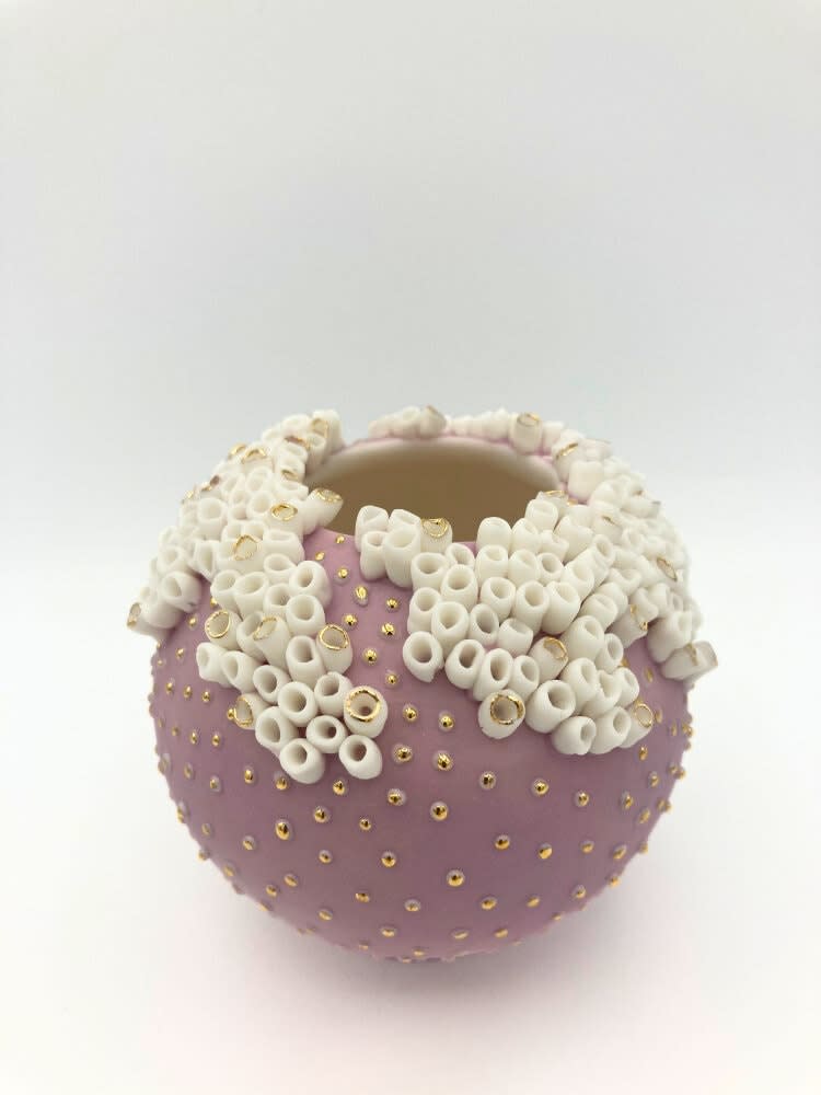 Delfina Emmanuel, Small Medium Pink Floral Moon Jar , 2024