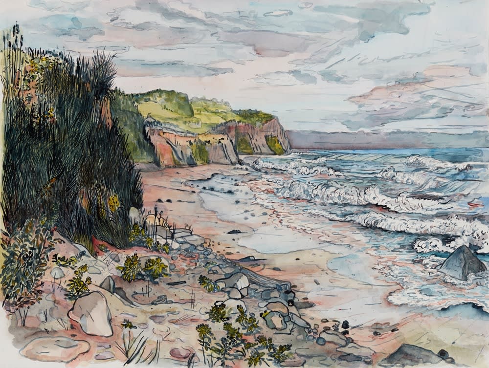 Nancy Friese, Montauk Cliffs Rocks Sand and Waves, 2017