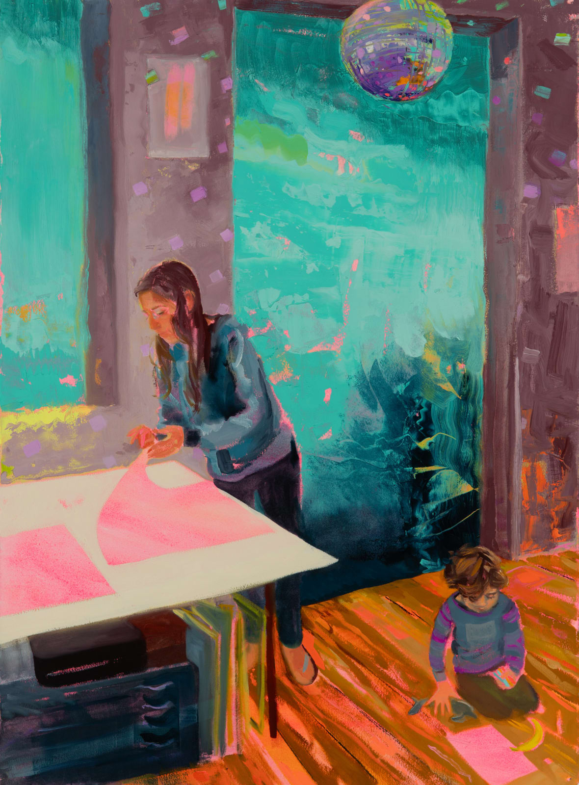 Suzanne Schireson, Mirror Ball Moon, 2025