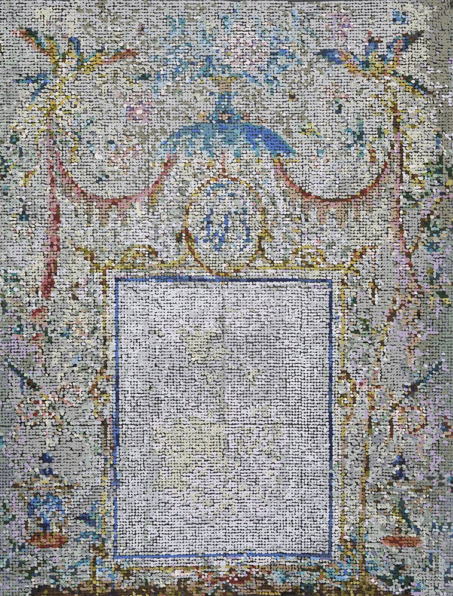 Kirstin Lamb, After French Wallpaper Fragment with Swags and Bouquets, 2021