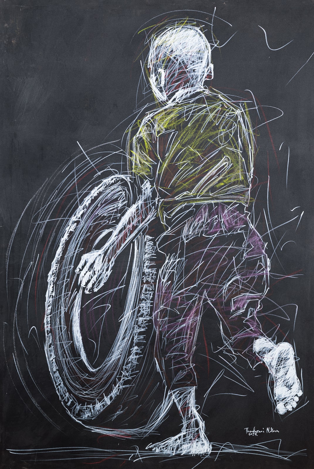 Thandazani Ndlovu, Boy with wheel, 2025